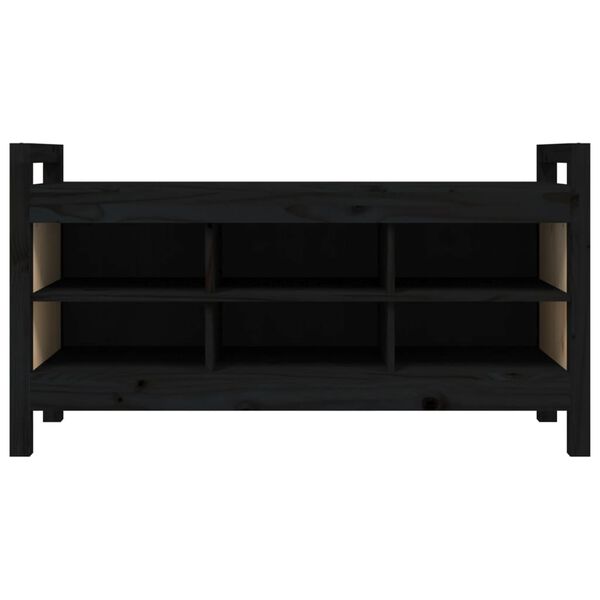 vidaXL Forstofubekkur Svartur 110x40x60 cm Gegnheil Fura