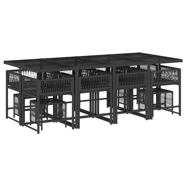 vidaXL 13 Parta Gar&eth;s&oacute;fasett me&eth; Sessum Svart P&oacute;l&yacute;rattan