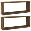 vidaXL Veggfestar Kubbahillur 2 stk. Eik 60x15x23 cm Samsettur Vi&eth;ur