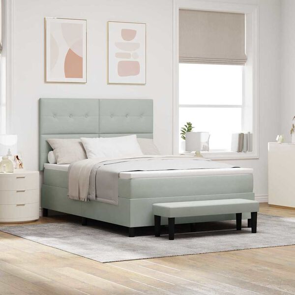 vidaXL Kassi vorinn r&uacute;m me&eth; d&yacute;nu Lj&oacute;sgr&aacute;tt 140 x 190 cm Flauel