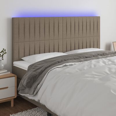 vidaXL LED höfuðgafl Mógrátt 200x5x118/128 cm Efni