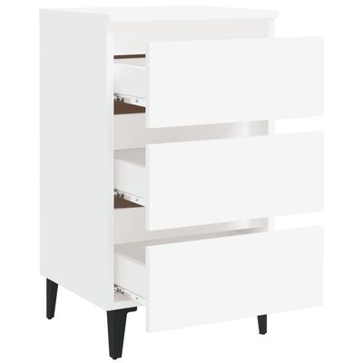 805905 vidaXL Bed Cabinet with Metal Legs White 40x35x69 cm