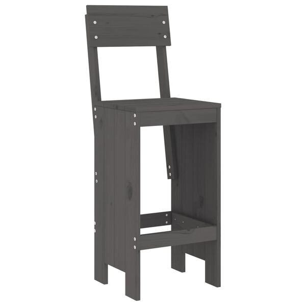 vidaXL 3 Hluta Barsett í Garðinn Grá Gegnheil Fura