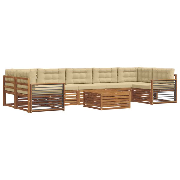 vidaXL &Uacute;ti s&oacute;fasett me&eth; p&uacute;&eth;i 8 pcs N&aacute;tt&uacute;rulegt og B&eacute;ig