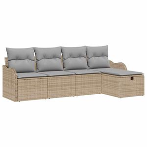 vidaXL Gar&eth;s&oacute;fa sett me&eth; p&uacute;&eth;i 5 pcs Drapplita&eth;ur Poly rattan