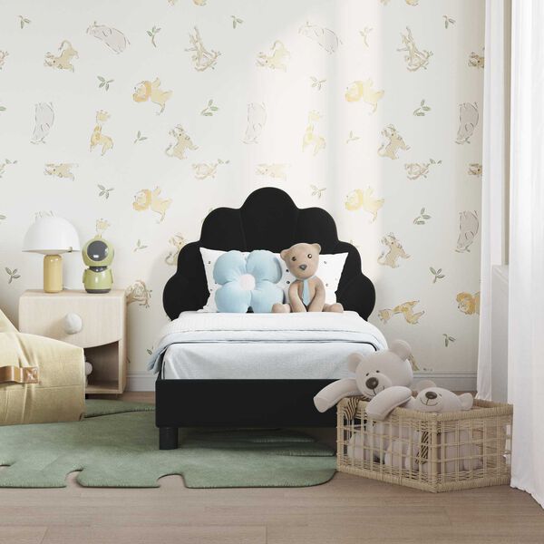 vidaXL R&uacute;mrammi fyrir litla krakka me&eth; h&ouml;f&eth;ahimni Svartur 70 x 140 cm