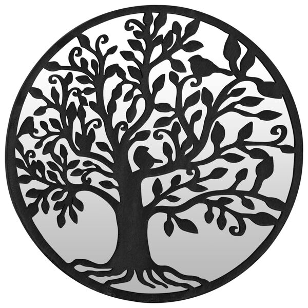 vidaXL Garðspegill Svartur 40x2,5 cm Járn Hringlaga Útinotkun