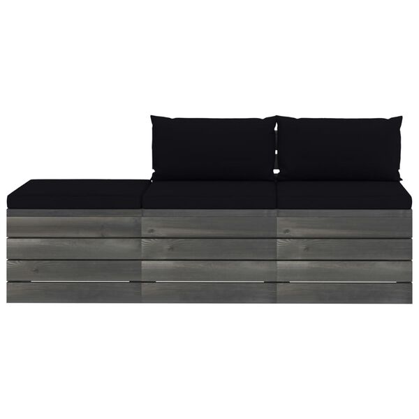 vidaXL 3 hluta Gar&eth;s&oacute;fasett &uacute;r Brettum me&eth; Sessum Gegnheil Fura