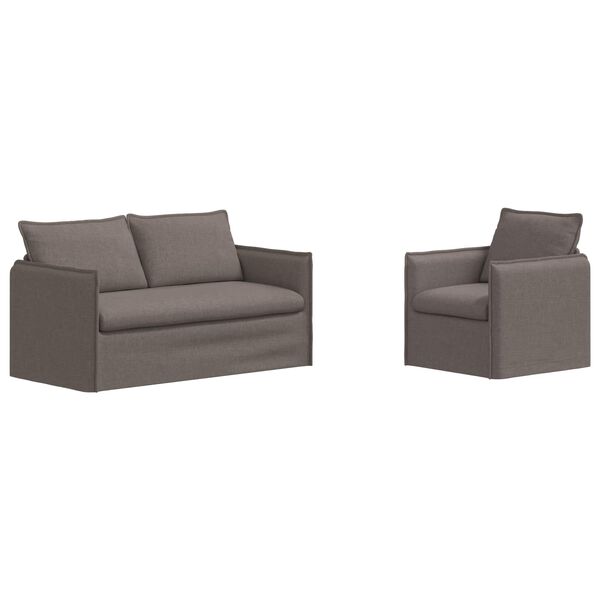 vidaXL S&oacute;fi 2 pcs M&oacute;gr&aacute;r 196 x 82 x 85 cm d&uacute;kur