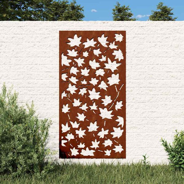 vidaXL Veggskreyting &iacute; Gar&eth;inn 105x55 cm Corten Hlynlaufah&ouml;nnun