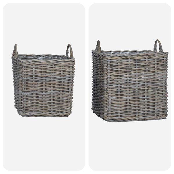 vidaXL Pl&ouml;ntu k&ouml;rfa me&eth; geymslu 2 pcs Gr&aacute;r Lacak Rattan