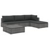 vidaXL 5 stk Gar&eth;h&uacute;sgagna sett me&eth; S&aelig;tisp&uacute;&eth;um Polyrattan Gr&aacute;tt
