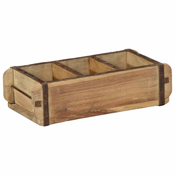 vidaXL Bakki me&eth; geymslu Br&uacute;nn 30 x 14 x 9 cm Solid endurheimt tr&eacute;
