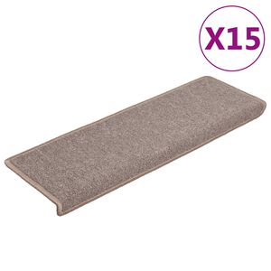 vidaXL Stigamottur 15 stk 65x21x4 cm lj&oacute;sbr&uacute;nar r&eacute;tthyrndar br&uacute;nir