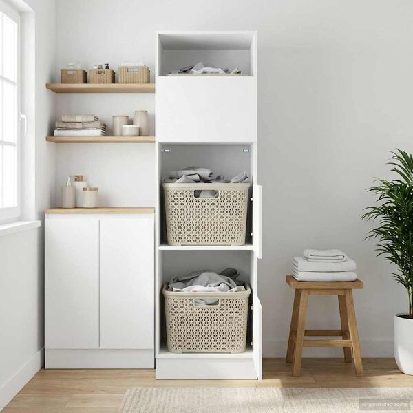 vidaXL &THORN;vottah&uacute;s sk&aacute;pur Svartur Eik 50 x 68 x 162 cm Samsettur vi&eth;ur