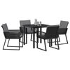 vidaXL Garður borðsett 5 pcs Svartur Poly rattan