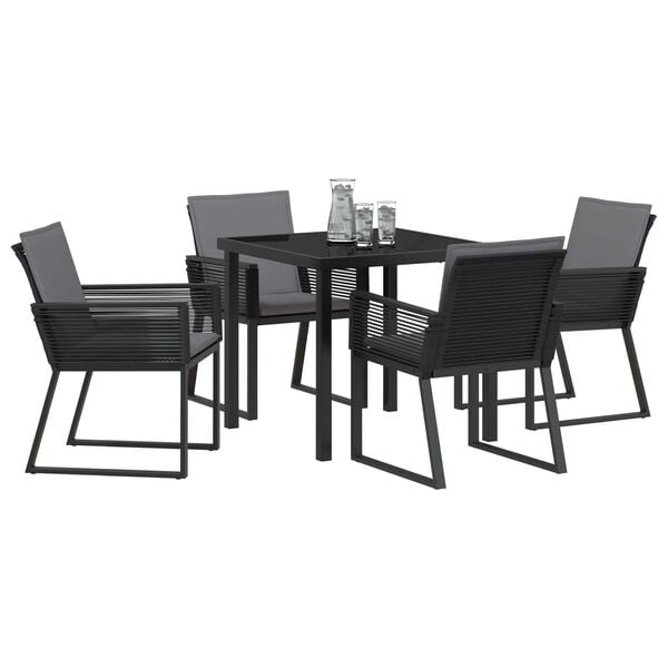 vidaXL Garður borðsett 5 pcs Svartur Poly rattan