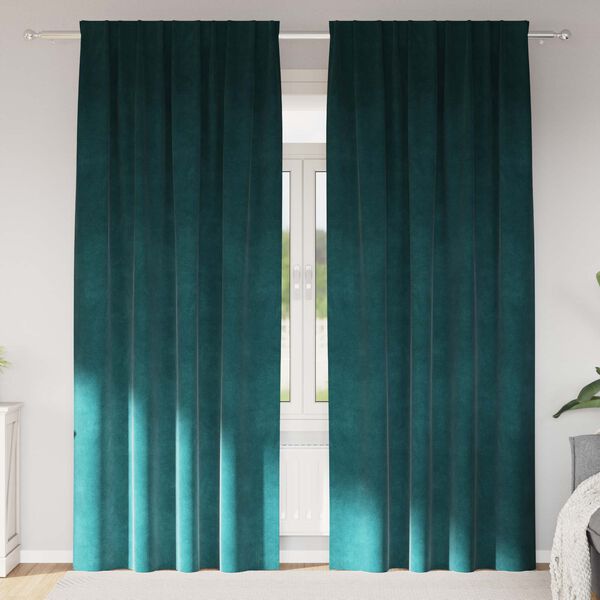 vidaXL Myrkratj&ouml;ld 2 pcs D&ouml;kkgr&aelig;n 140 x 260 cm Flauel