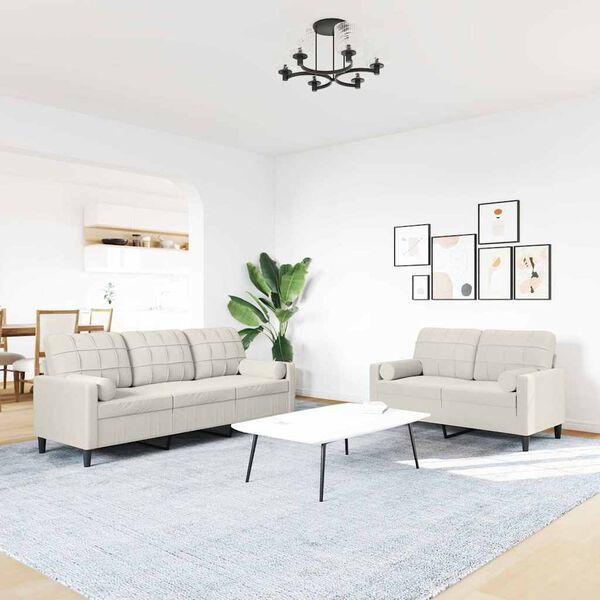 vidaXL 2 Parta S&oacute;fasett me&eth; Sessum og Bolsterum Rj&oacute;mahv&iacute;tt Flauel