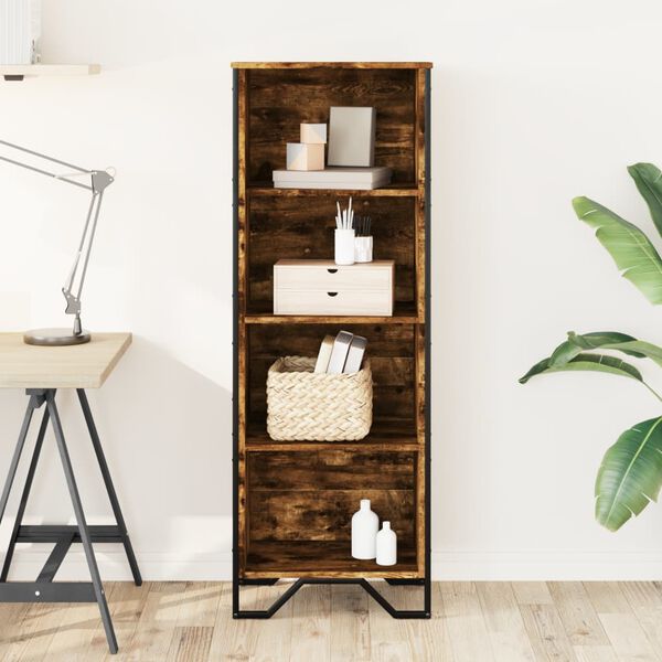 vidaXL Bókahilla Reyktóna Eikarlitur 50x31x137,5 cm Samsettur Viður