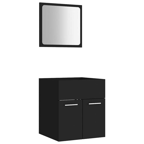 804774 vidaXL 2 Piece Bathroom Furniture Set Black Chipboard