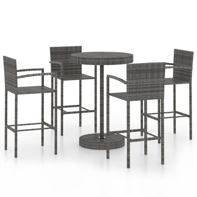 vidaXL 5 stykki Garden Bar Poly Rattan Grey