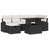 vidaXL Gar&eth;s&oacute;fa sett me&eth; p&uacute;&eth;i me&eth; geymslu 7 pcs Svartur Poly rattan
