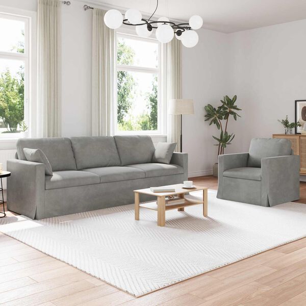 vidaXL S&oacute;fi 2 pcs Lj&oacute;sgr&aacute;r 228 x 78 x 80 cm Flauel