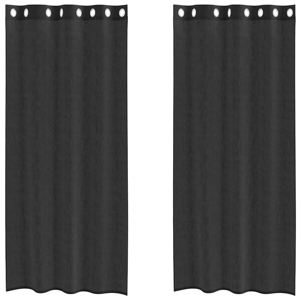 vidaXL Voile Gluggatjöld með Grommets 2 stk Svartar 140x245 cm