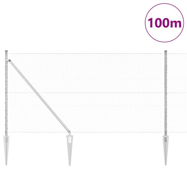vidaXL Gir&eth;ingarp&oacute;stur Silfur 100 x 1,4 m (36 mm net) St&aacute;l