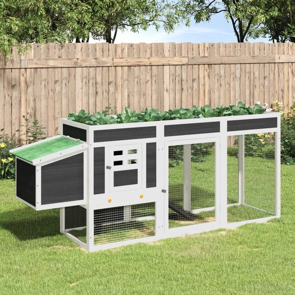 vidaXL H&aelig;nsnah&uacute;s Gr&aacute;r 204x50x84 cm Gegnheill Furuvi&eth;ur