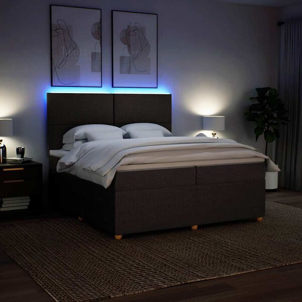 vidaXL H&oacute;lfa&eth; Springr&uacute;m me&eth; D&yacute;nu D&ouml;kkbr&uacute;nt 200x200 cm Efni