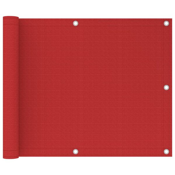 vidaXL Skilrúm á Svalir Rautt 75x300 cm HDPE