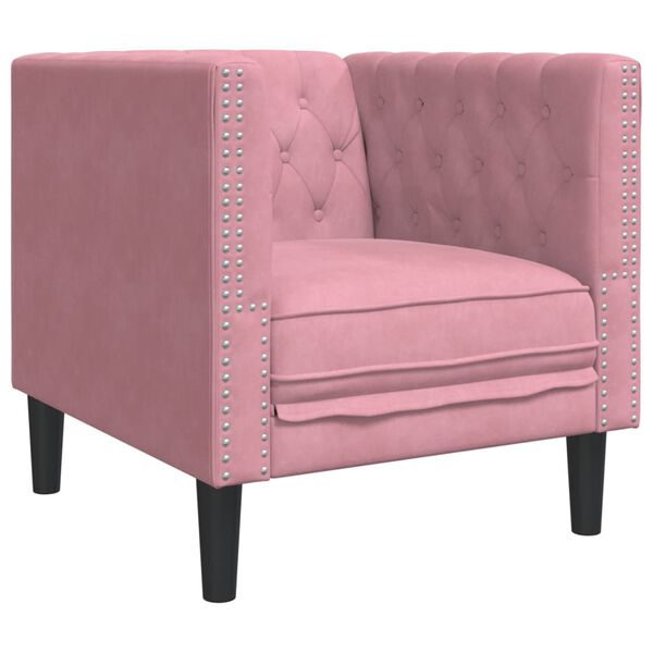 vidaXL Chesterfield s&oacute;fast&oacute;ll Pink Velvet