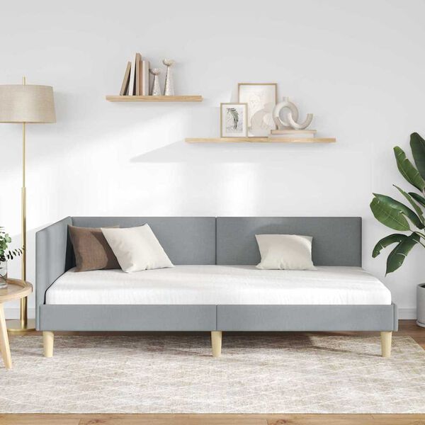 vidaXL Hornrúm ramma með höfuðgafl Ljósgrár 100 cm x 200 cm Flauel