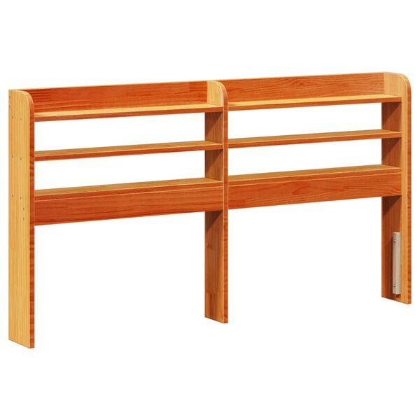 vidaXL Höfðagafl með Hillum Vaxbrúnn 120 cm Gegnheil Fura