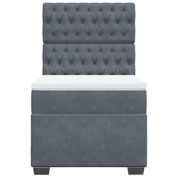 vidaXL Hólfað Springrúm Dökkgrátt 90x200 cm Flauel