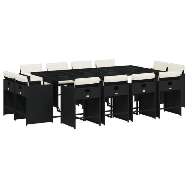 vidaXL 13 Parta Gar&eth;s&oacute;fasett me&eth; Sessum Svart P&oacute;l&yacute;rattan