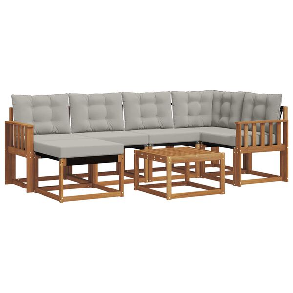 vidaXL &Uacute;ti s&oacute;fasett me&eth; p&uacute;&eth;i 7 pcs N&aacute;tt&uacute;rulegt og Lj&oacute;st Gr&aacute;tt