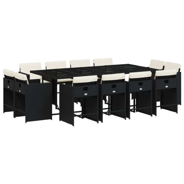 vidaXL 13 Parta Gar&eth;s&oacute;fasett me&eth; Sessum Svart P&oacute;l&yacute;rattan