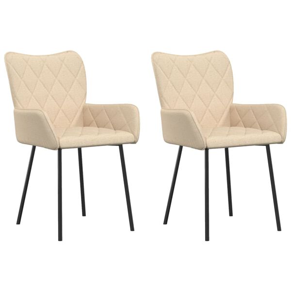 vidaXL Borðstofustólar 2 stk Rjómaefni