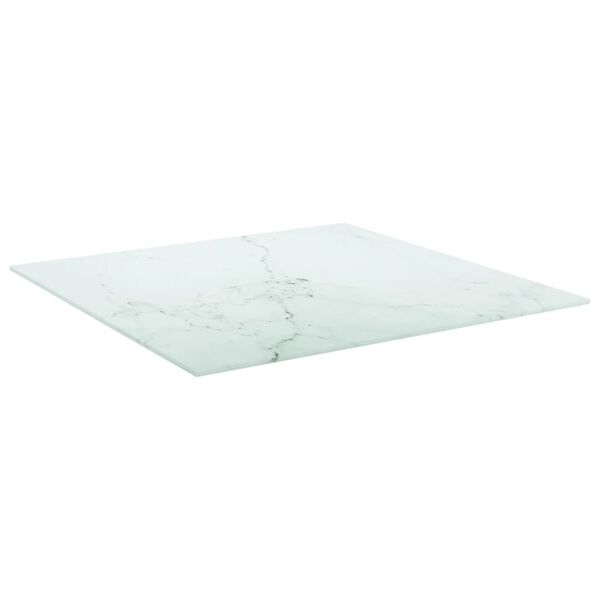vidaXL Borðplata Hvít 60x60 cm 6 mm Hert Gler með Marmarahönnun
