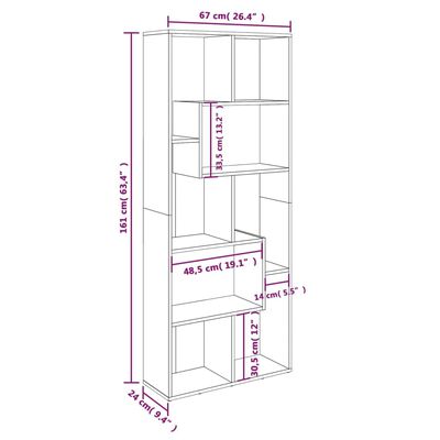 vidaXL Bókaskápur Brúnn Eikarlitur 67x24x161 cm Samsettur Viður