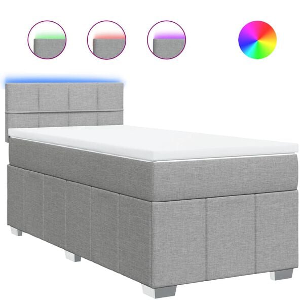 vidaXL H&oacute;lfa&eth; Springr&uacute;m me&eth; D&yacute;nu Lj&oacute;sgr&aacute;tt 90x200 cm Tauefni