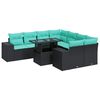 vidaXL 9 stykki gar&eth;s&oacute;fasett me&eth; p&uacute;&eth;um Black Poly Rattan Acacia