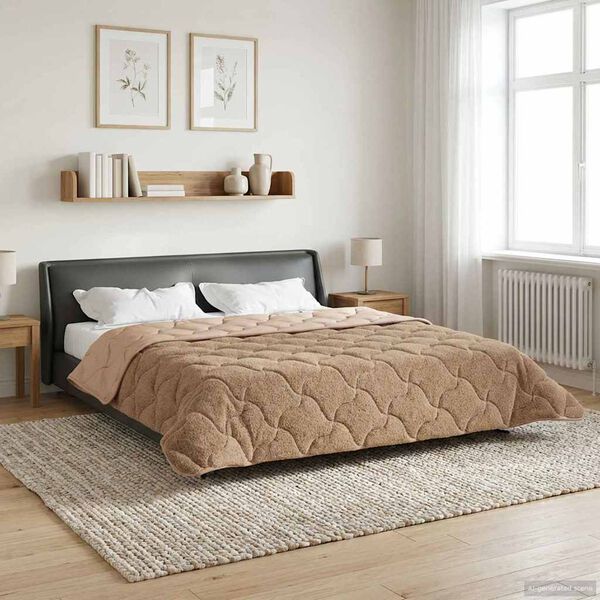 vidaXL Full &aacute;rs d&yacute;na M&oacute;gr&aacute;r 220 x 240 cm Microfiber og Teddy f&oacute;&eth;ri&eth;