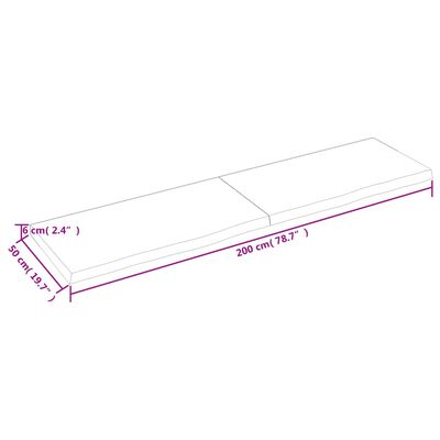 vidaXL Vegghilla 200x50x(2-6) cm Ómeðhöndlaður Gegnheill Eikarviður