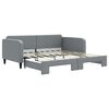 vidaXL Svefns&oacute;fi me&eth; Hj&oacute;lapl&ouml;tu Lj&oacute;sgr&aacute;r 90x190 cm Efni
