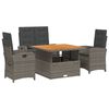 vidaXL 4 Parta Gar&eth;bor&eth;stofusett me&eth; Sessum Gr&aacute;tt P&oacute;l&yacute;rattan