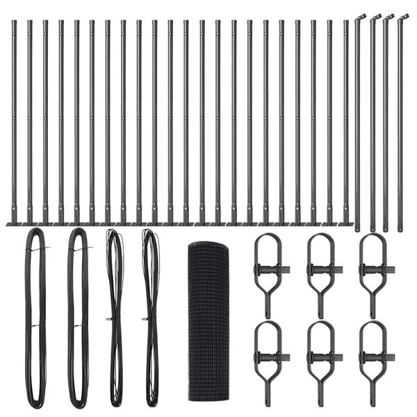 vidaXL Gir&eth;ingarp&oacute;stur Gr&aacute;r 50 x 0,5 m (25 x 25 mm net) St&aacute;l og PVC